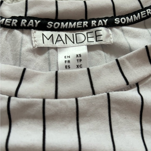 white and black striped short sleeve top - Picture 3 of 4